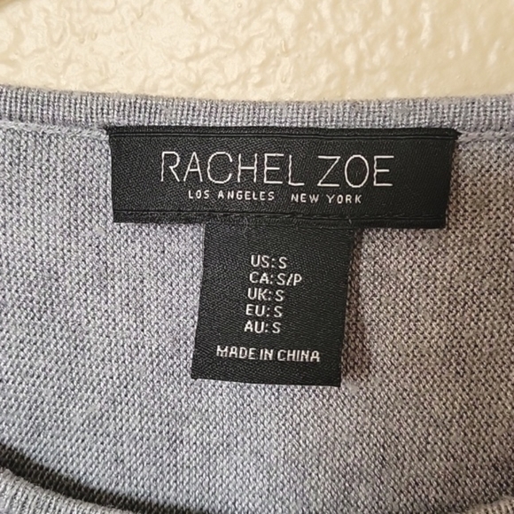 Rachel Zoe Gray Embellished Elephant Cashmere Blend Long Sleeve Shirt - Size S - Picture 5 of 6